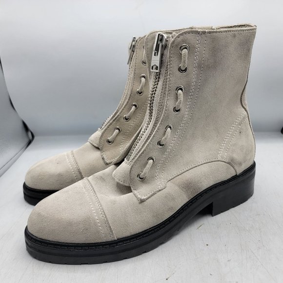 All Saints Ariel Womens 9 Gray Suede Front Zip Booties Going Out Walking Casual - Picture 4 of 14